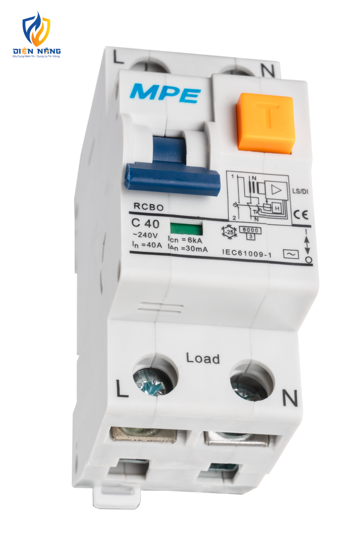 Cầu dao bảo vệ dòng rò, quá tải RCBO 2 cực, 40A, 30mA, 6kA mã RCBO-30/240 - anh 3