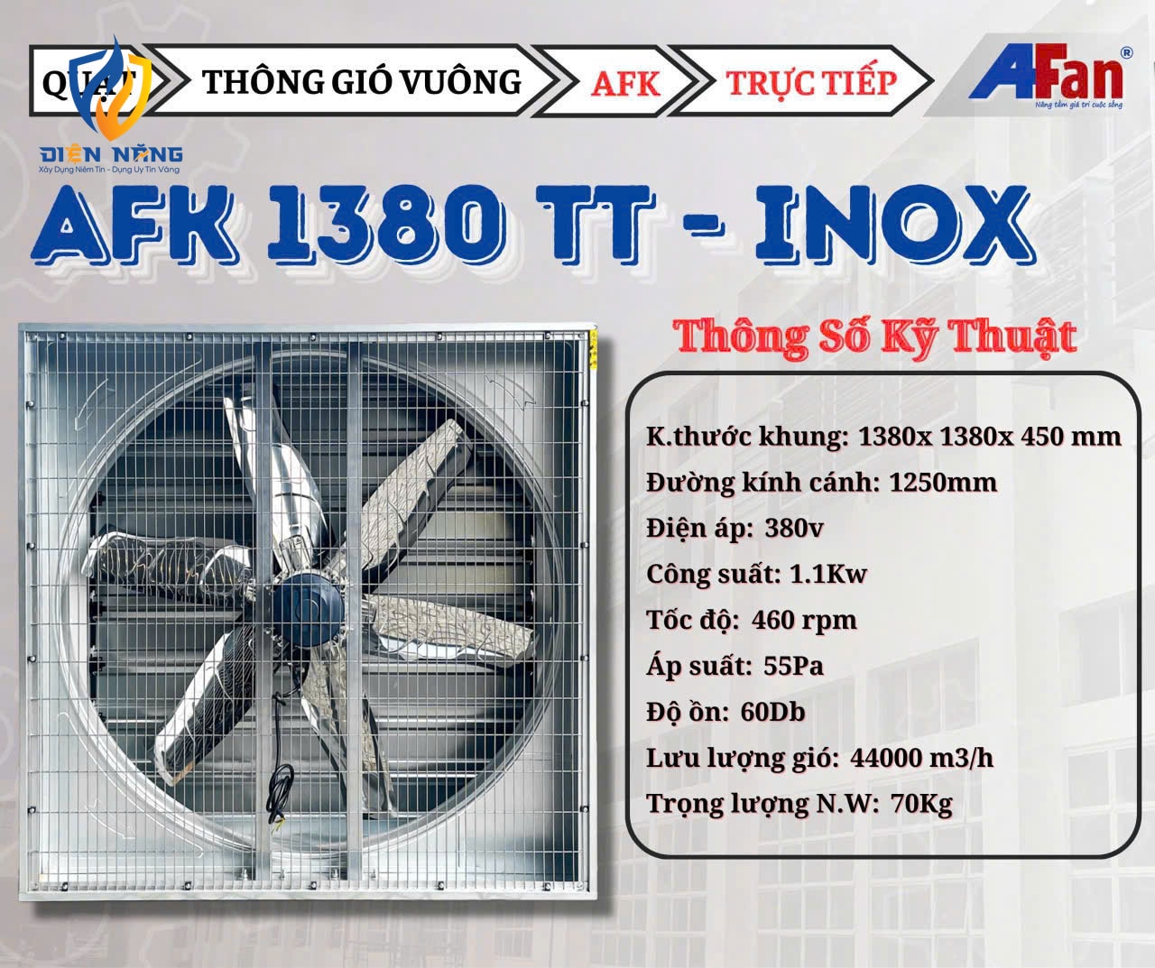 Quạt hút thông gió nhà xưởng trực tiếp AFan AFK1380TT - anh 4