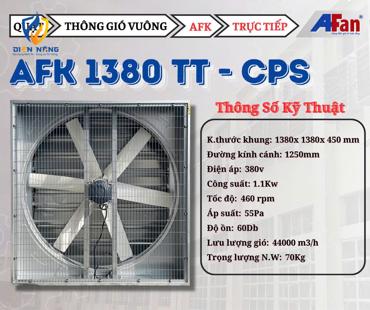 Quạt hút thông gió nhà xưởng trực tiếp AFan AFK1380TT - anh 3