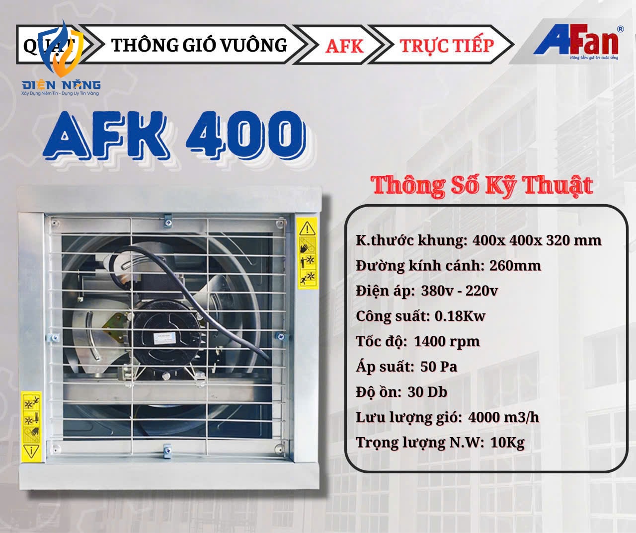 Quạt hút thông gió nhà xưởng AFan AFK400 - anh 2