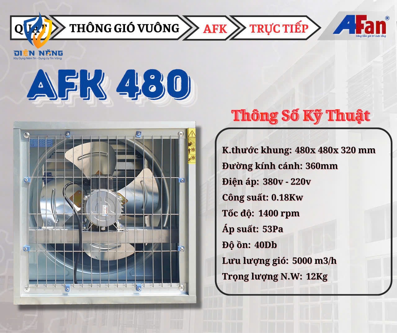 Quạt hút thông gió nhà xưởng AFan AFK480 - anh 2