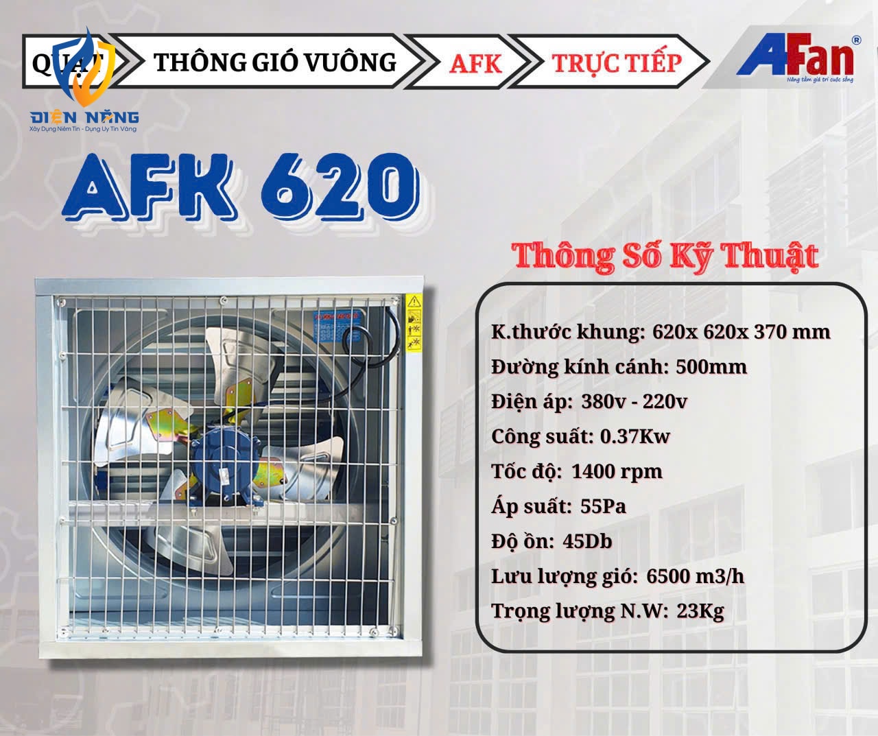 Quạt hút thông gió nhà xưởng AFan AFK620 - anh 2