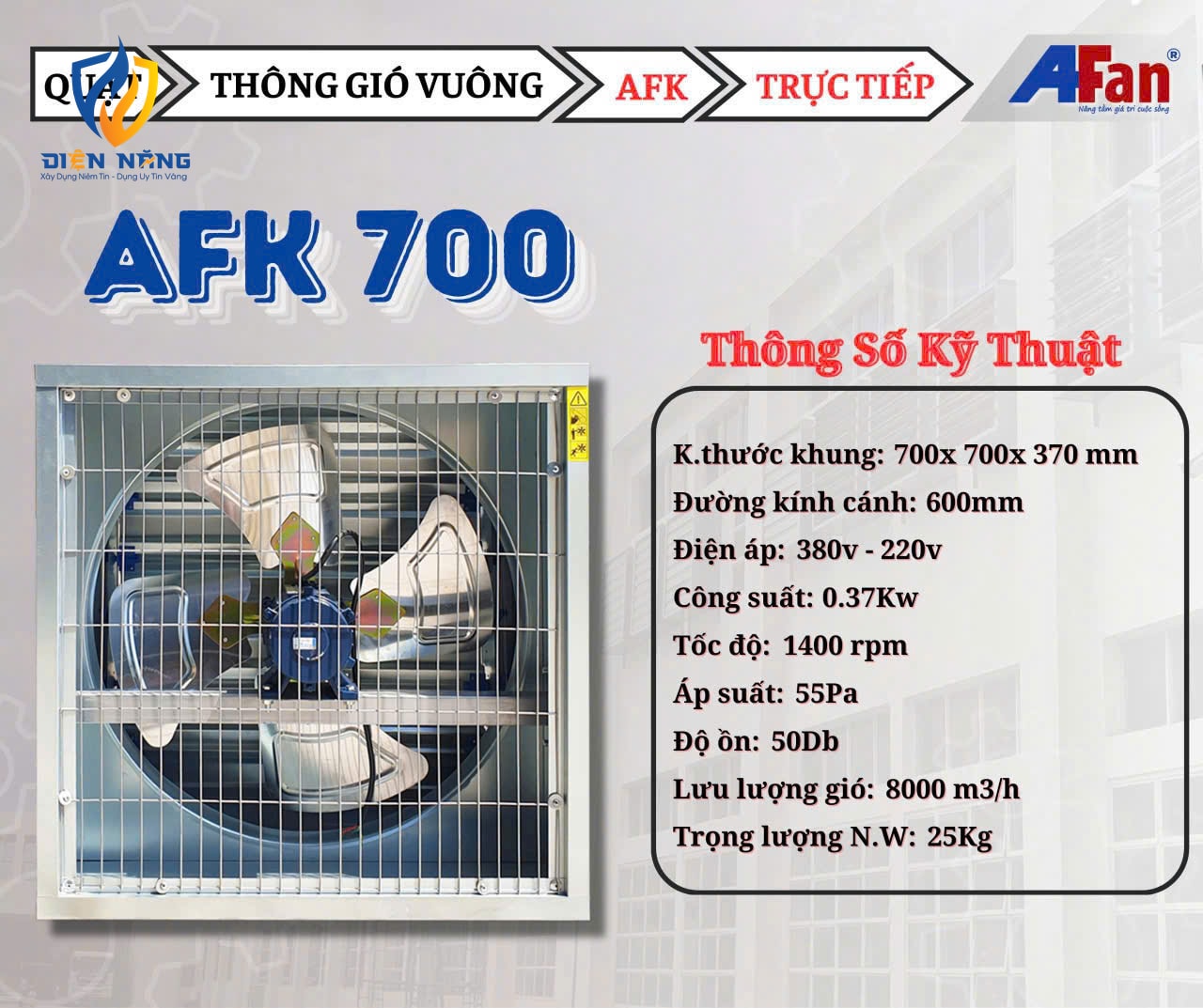Quạt hút thông gió nhà xưởng AFan AFK700 - anh 2