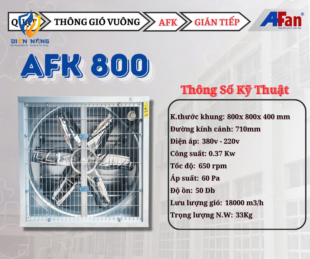 Quạt hút thông gió nhà xưởng AFan AFK800 - anh 2