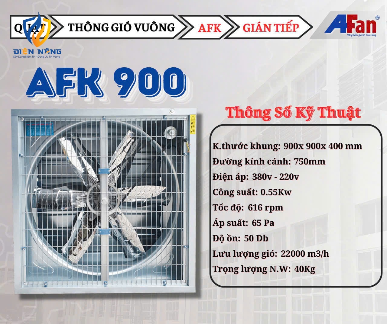 Quạt hút thông gió nhà xưởng AFan AFK900 - anh 2