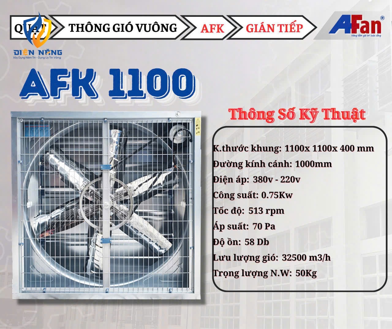 Quạt hút thông gió nhà xưởng AFan AFK1100 - anh 2