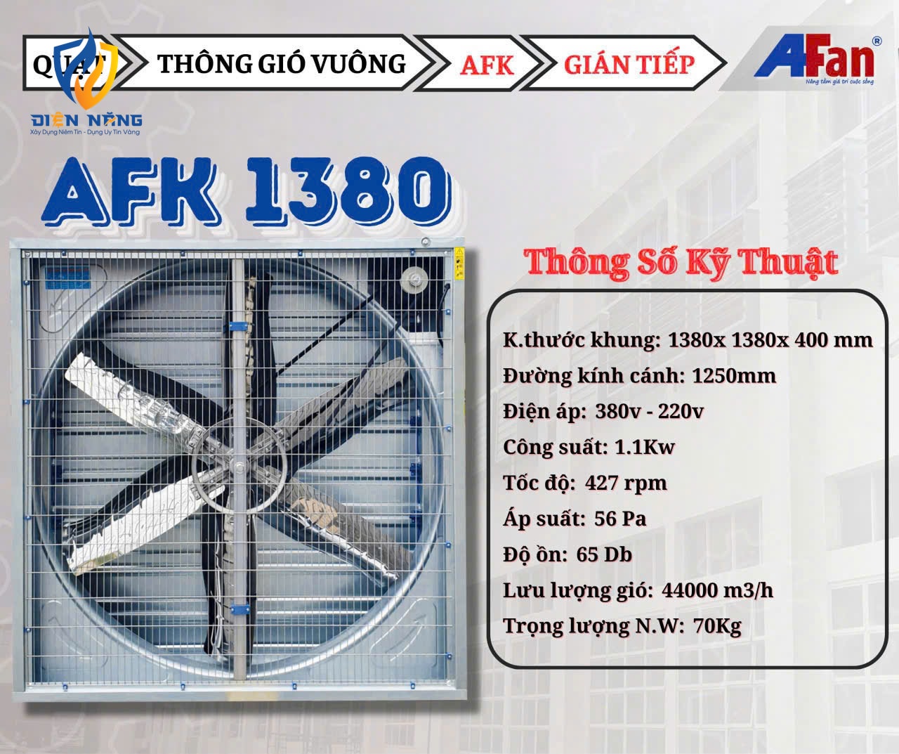 Quạt hút thông gió nhà xưởng AFan AFK1380 - anh 2