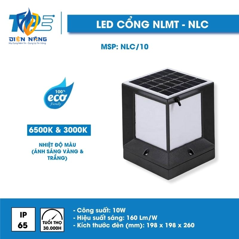 ĐÈN LED CỔNG NLMT 10W 3000K-6500K