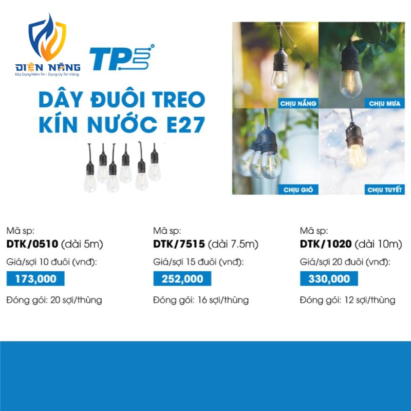 Dây đuôi treo kín nước E27