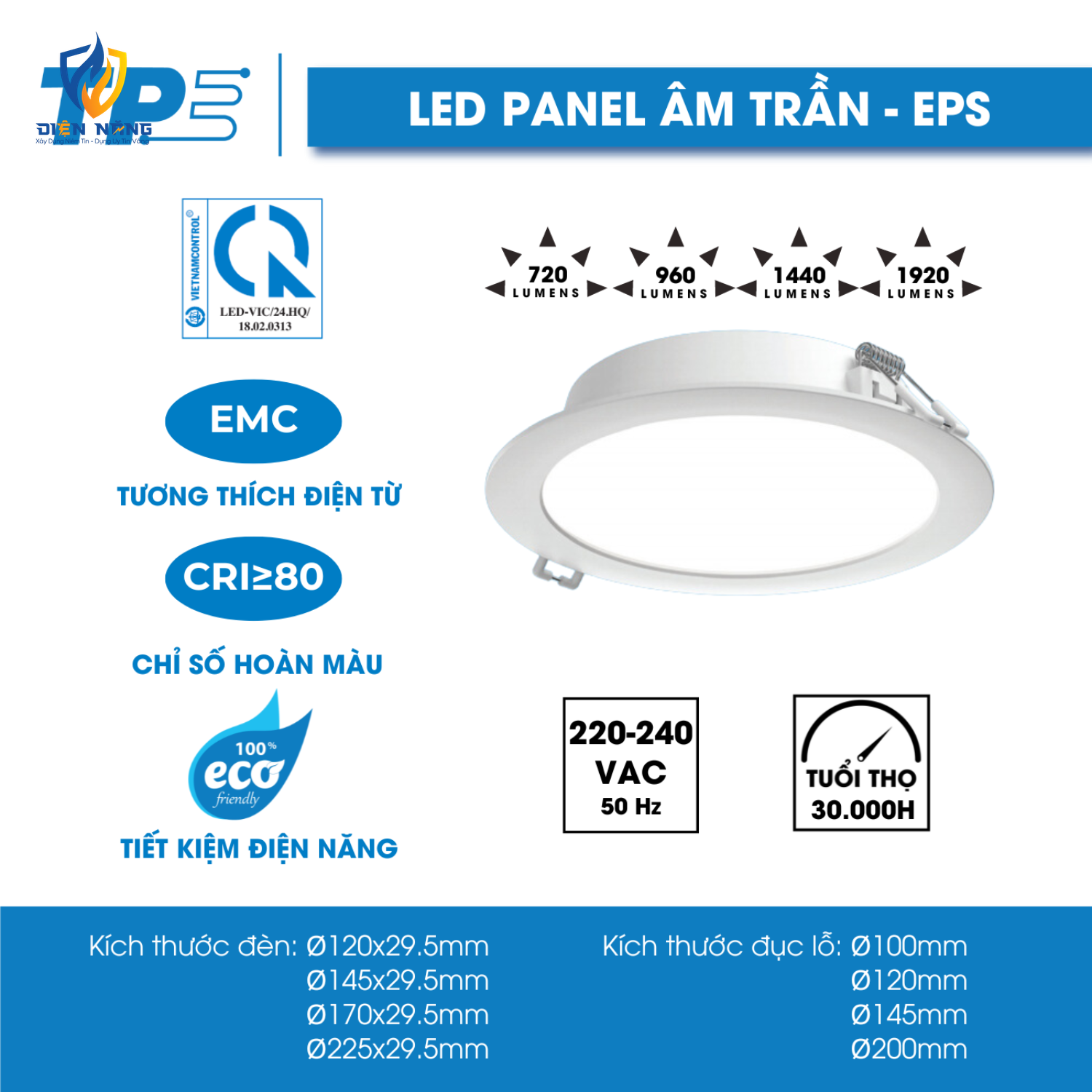 TPE Led Panel Âm Trần EPS