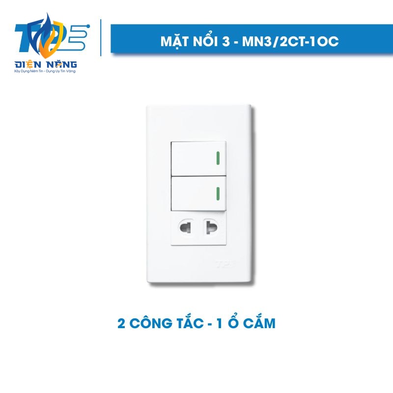 Mặt nổi 3, 2 công tắc – 1 ổ cắm