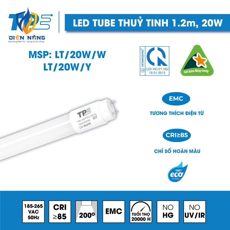Bóng Led Tube Thuỷ Tinh 1.2M 20W