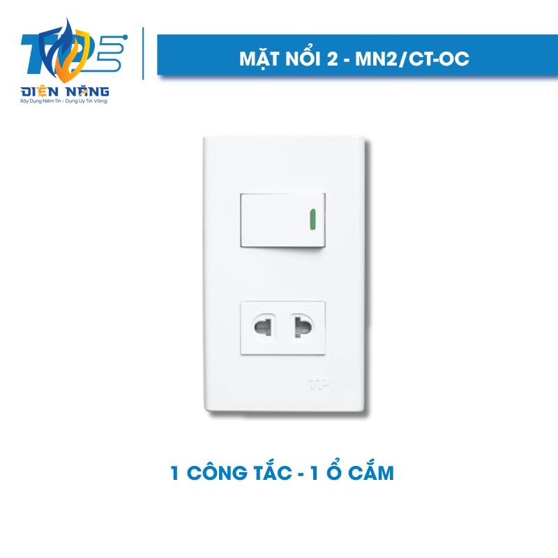 Mặt nổi 2, 1 công tắc – 1 ổ cắm
