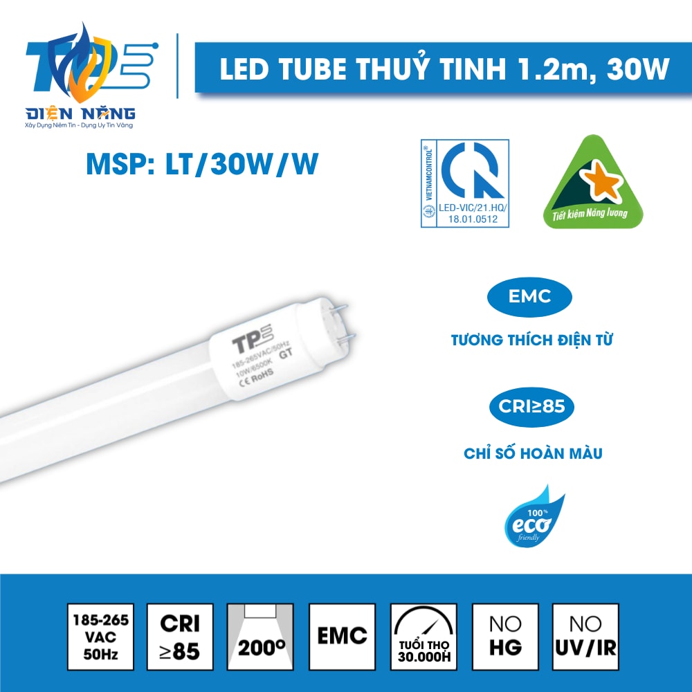 Bóng Led Tube Thuỷ Tinh 1.2M 30W