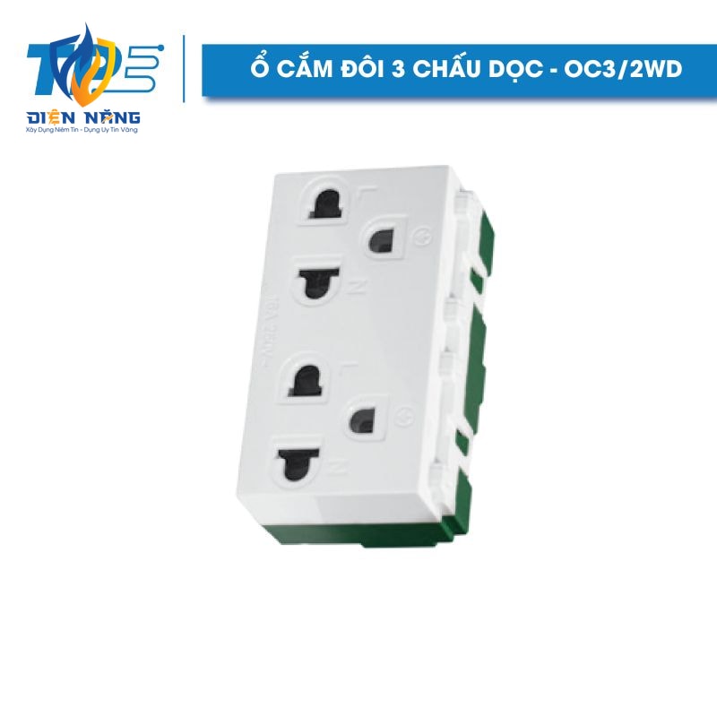 Ổ cắm đôi 3 chấu dọc