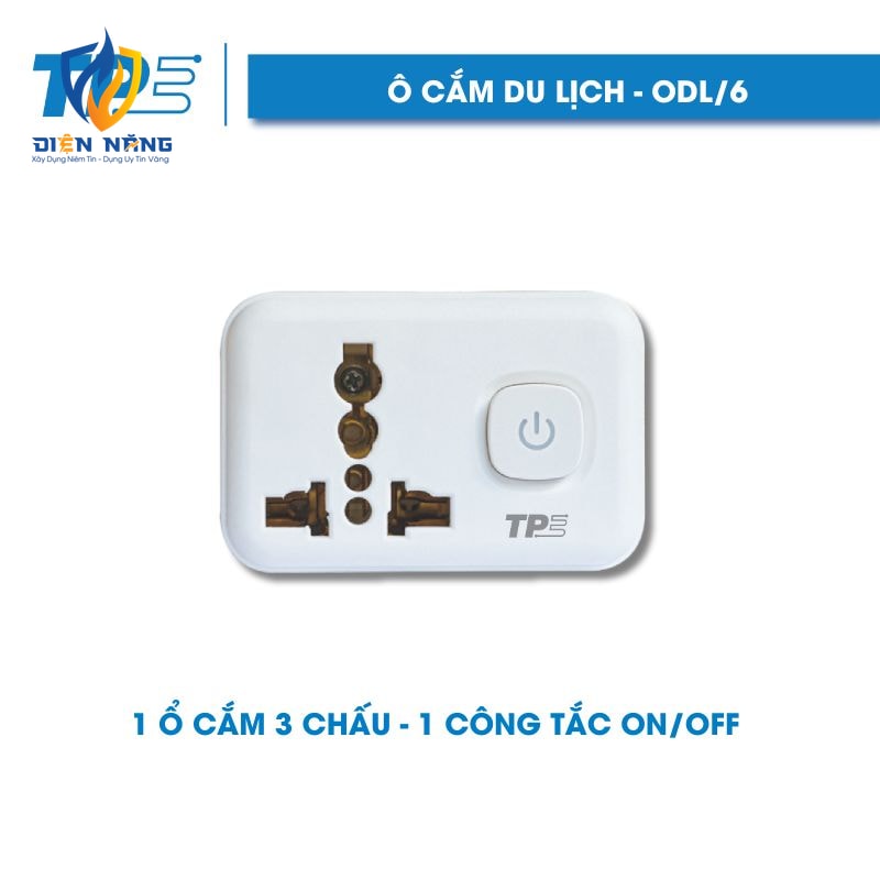 Ổ Cắm Du Lịch TPE, 1 Ổ Cắm 3 Chấu – 1 Công Tắc ON/OFF