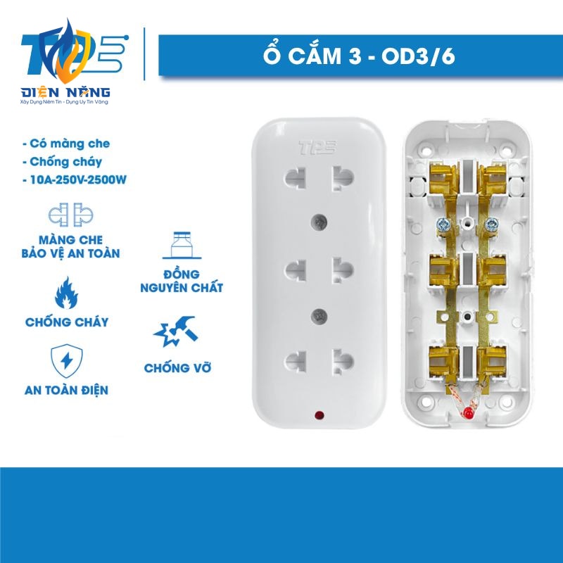 Ổ Cắm 3 TPE (không dây, màng che, chống cháy )