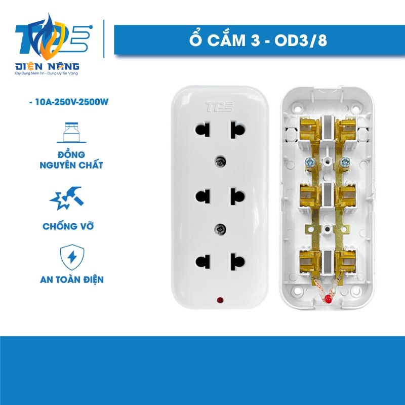 Ổ Cắm 3 TPE (Không Dây, Không Màng che)