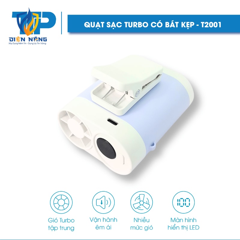 Quạt Turbo Pin Sạc Có Bát Kẹp T-2001