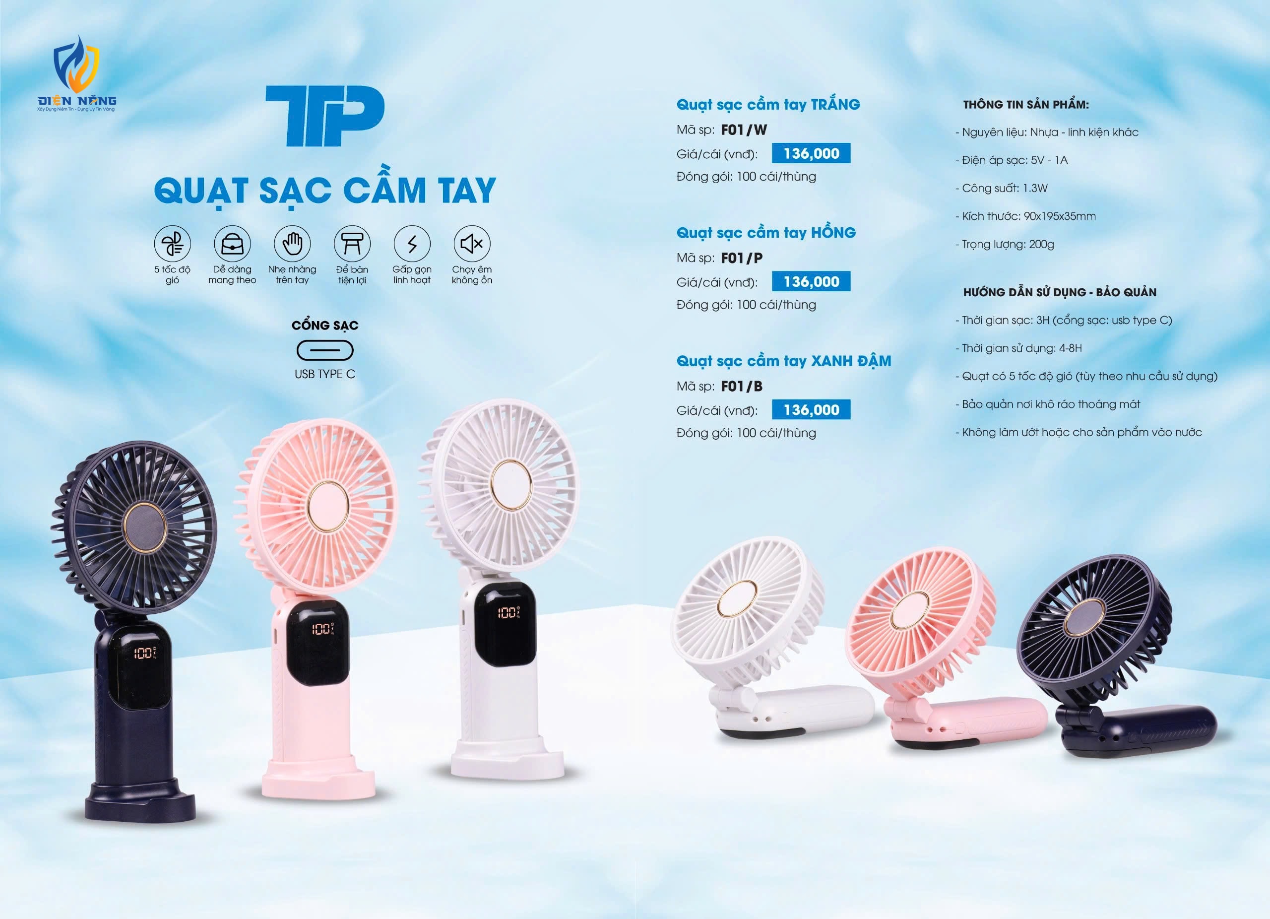 TTP Quạt sạc điện cầm tay mini - anh 2