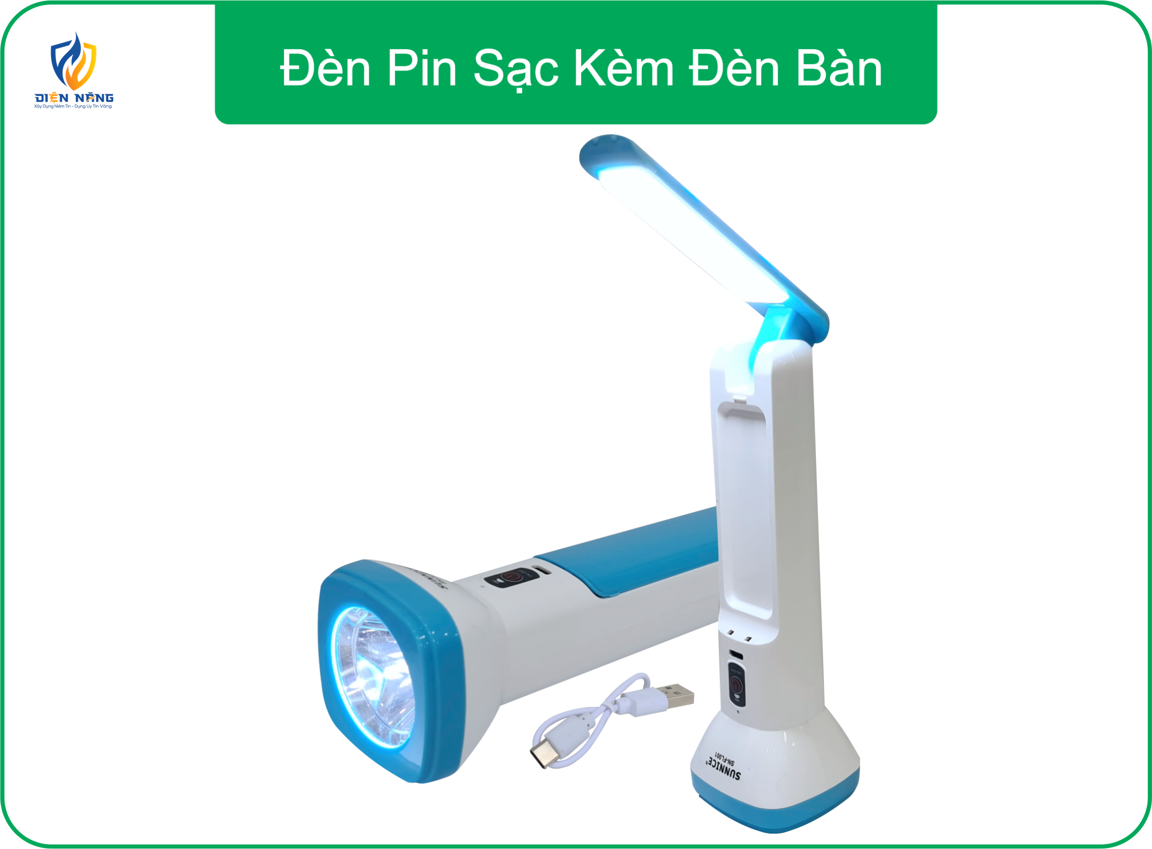 Đèn Pin Sạc Kèm Đèn Bàn