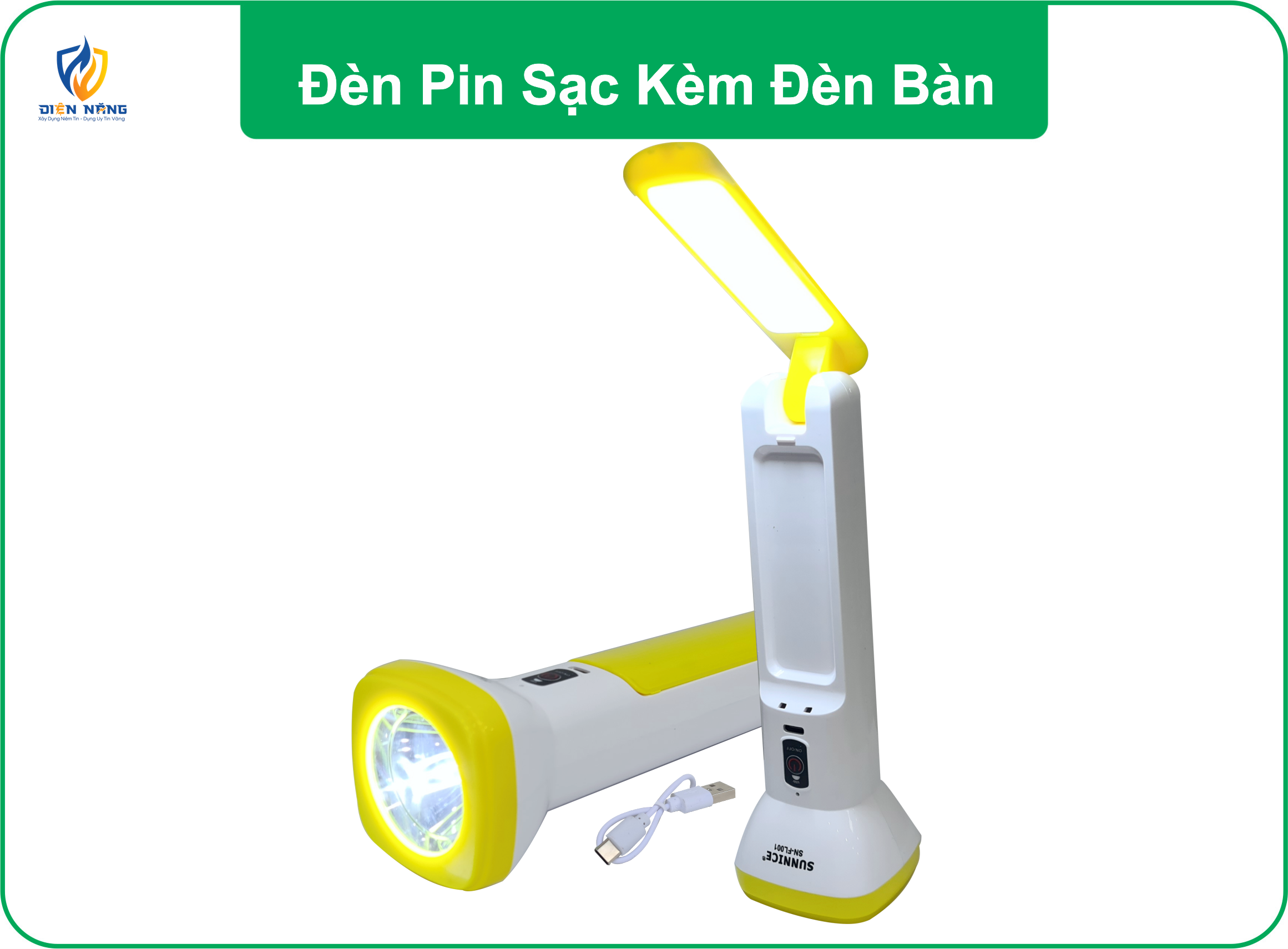 Đèn Pin Sạc Kèm Đèn Để Bàn