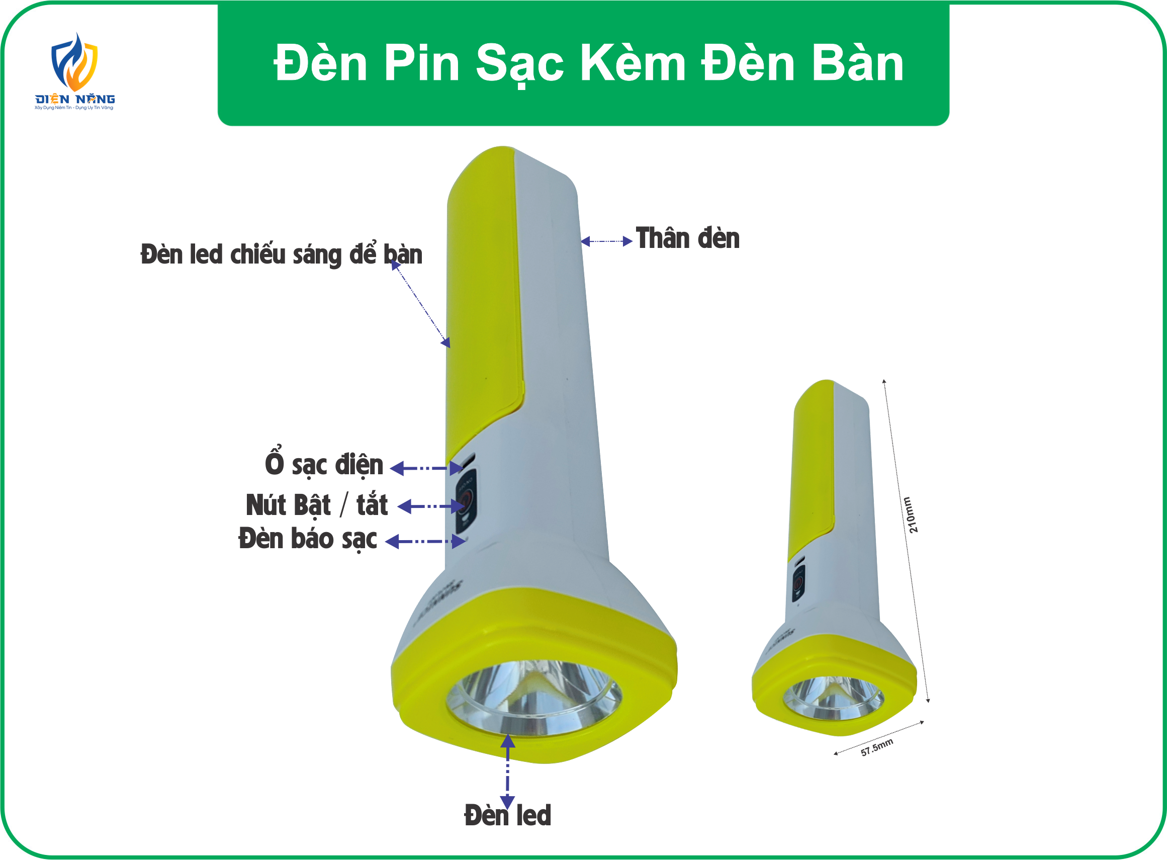 Đèn Pin Sạc Kèm Đèn Để Bàn - anh 2