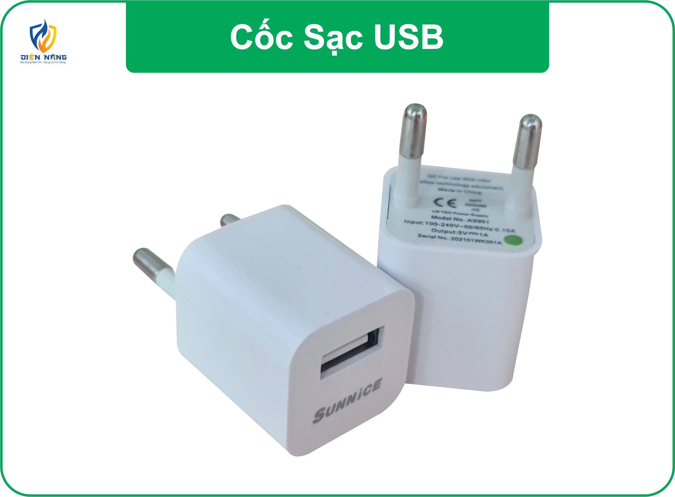 Cốc sạc USB Sunnice