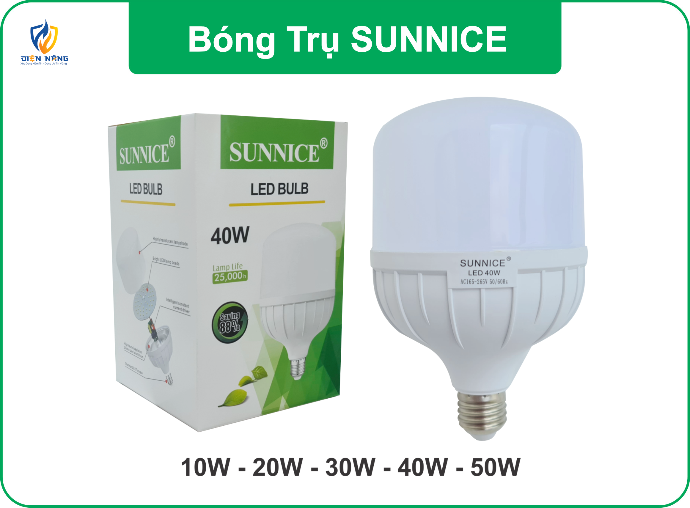 Bóng trụ 20W