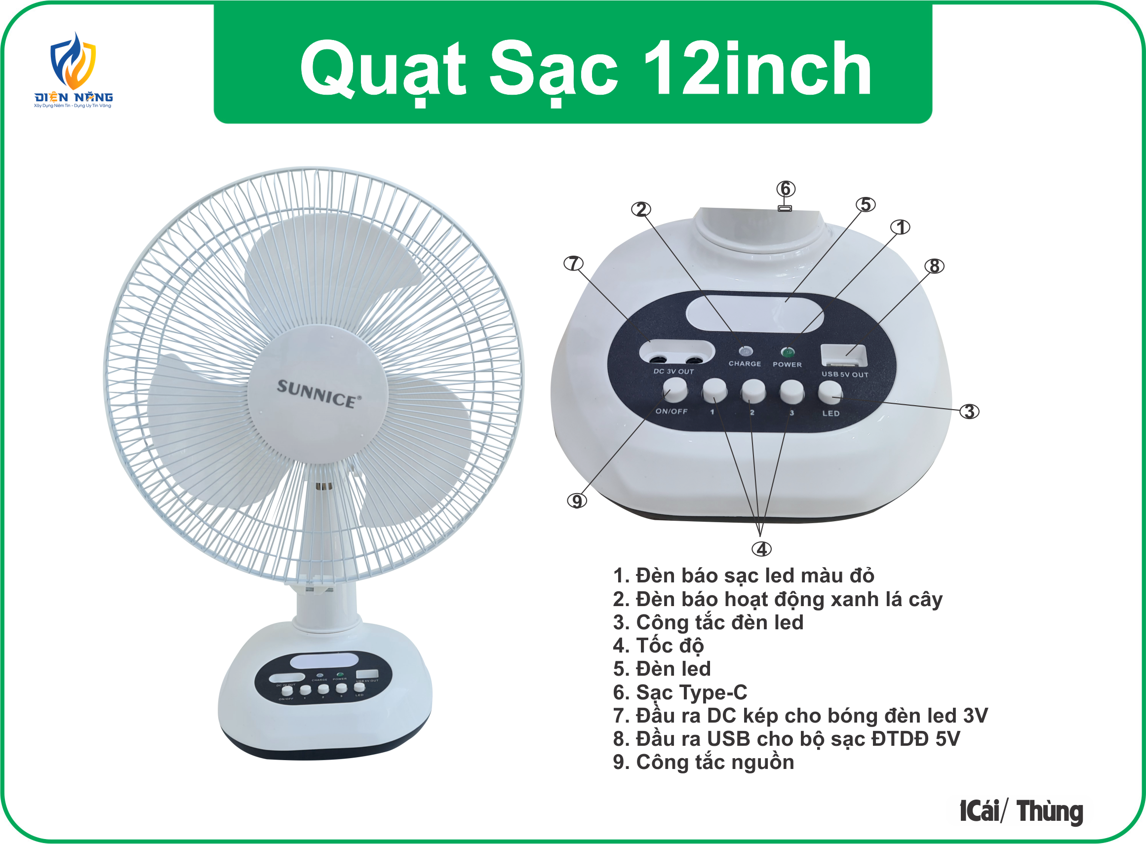 Quạt sạc 12inch - anh 2