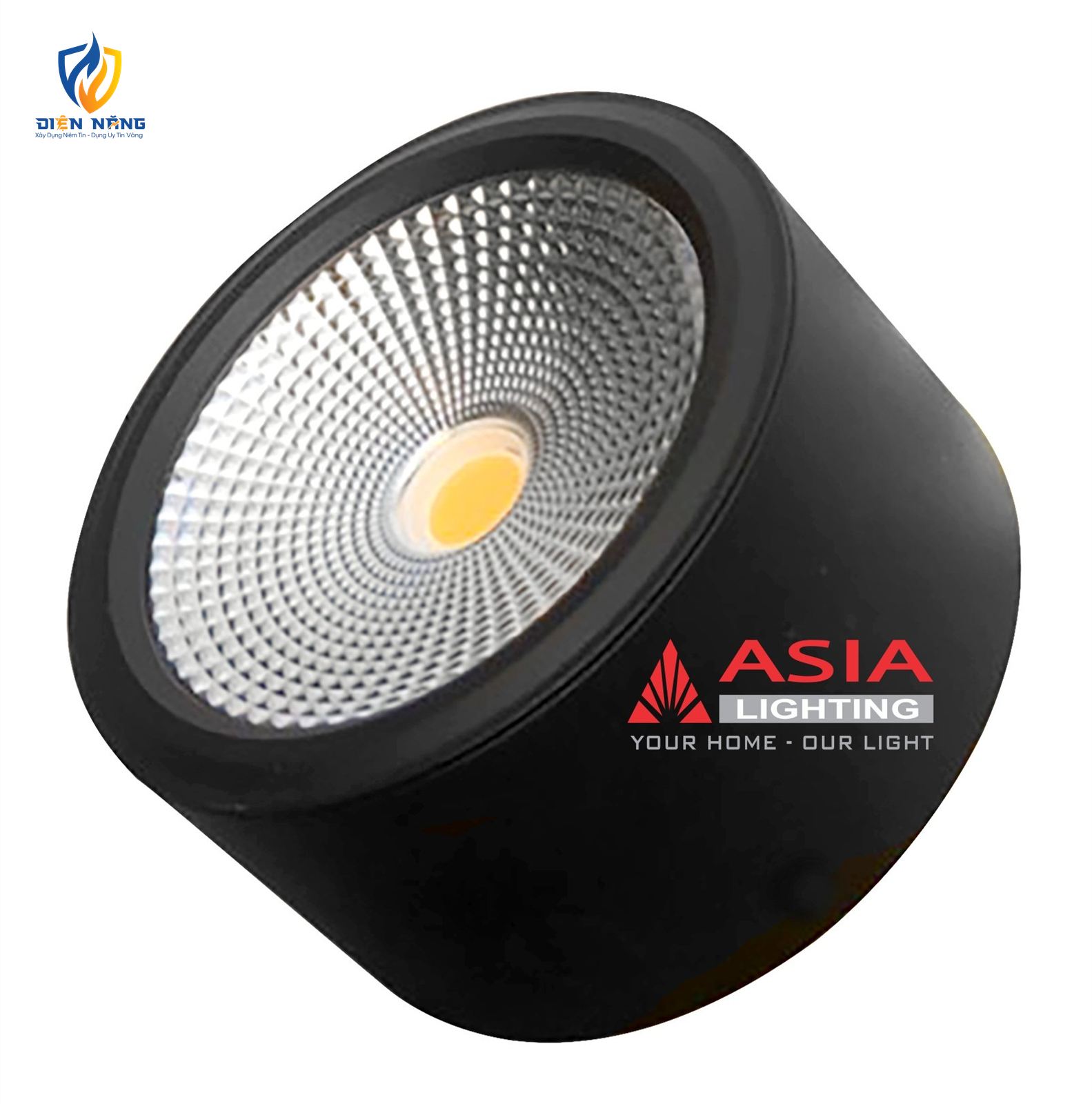 Đèn trần nổi tròn vỏ đen thân ngắn COB 10W