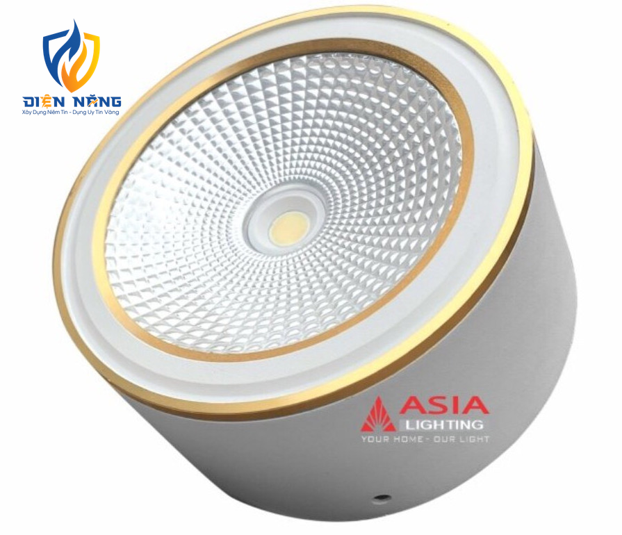 Đèn trần nổi vỏ trắng viền vàng thân ngắn COB 10W
