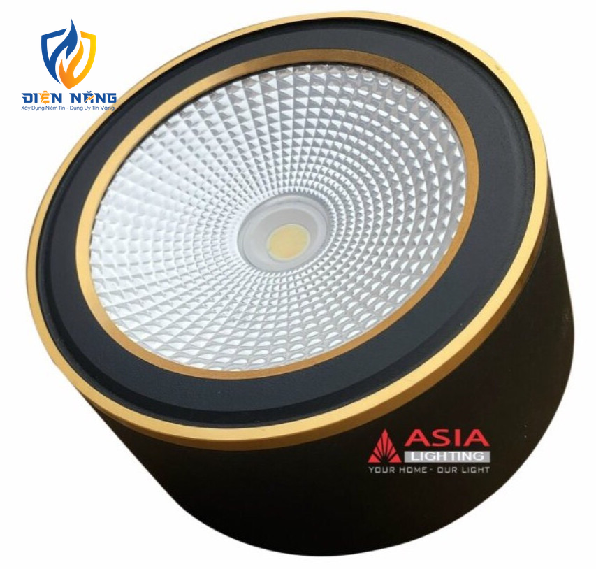 Đèn trần nổi vỏ đen viền vàng thân ngắn 10W