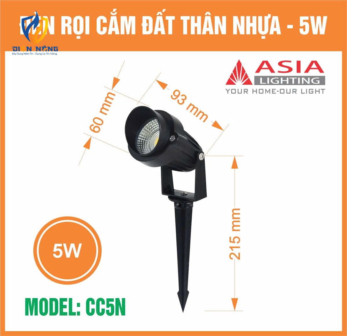 Đèn rọi cắm đất 5W - Thân nhựa - anh 2