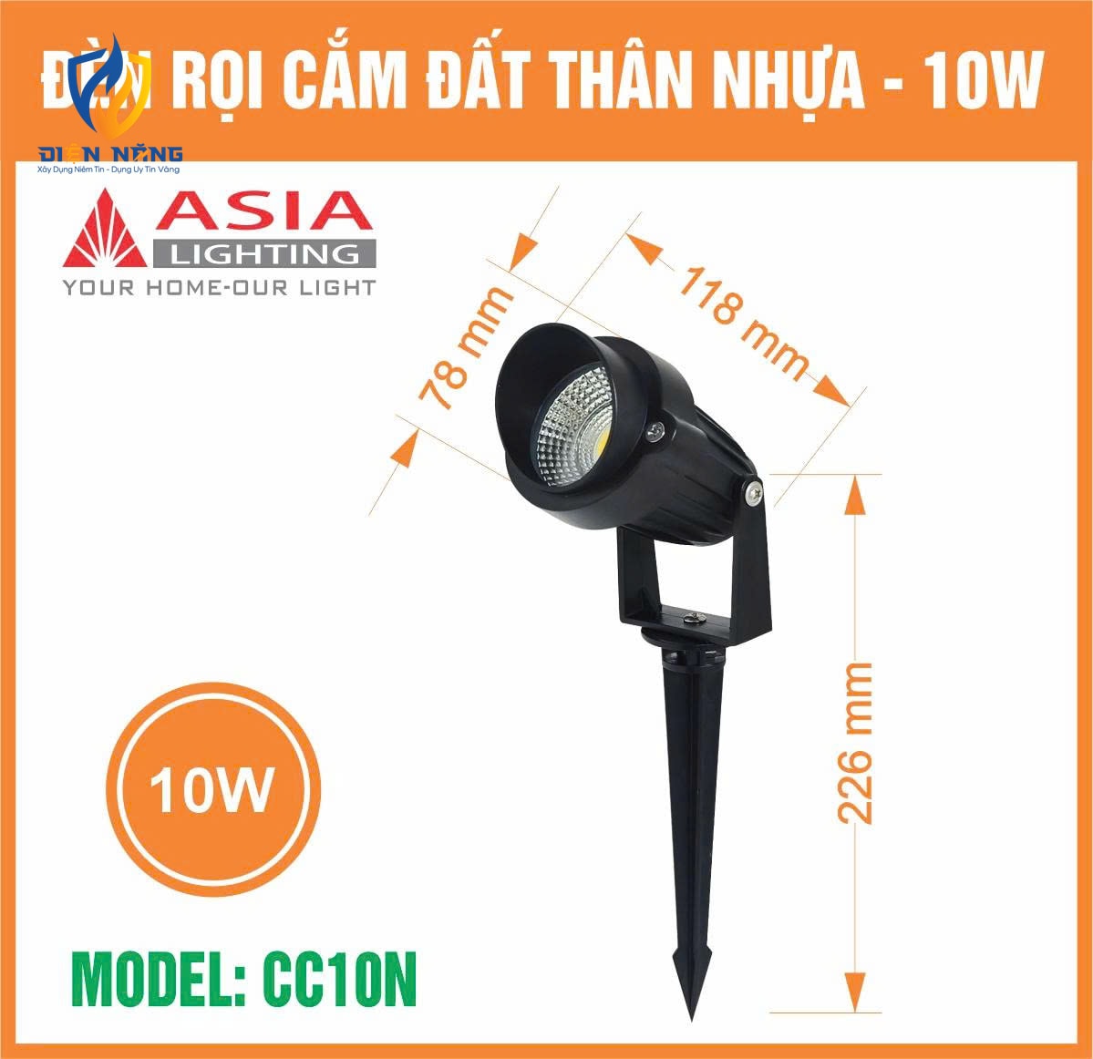 Đèn rọi cắm đất 10W - Thân nhựa - anh 2