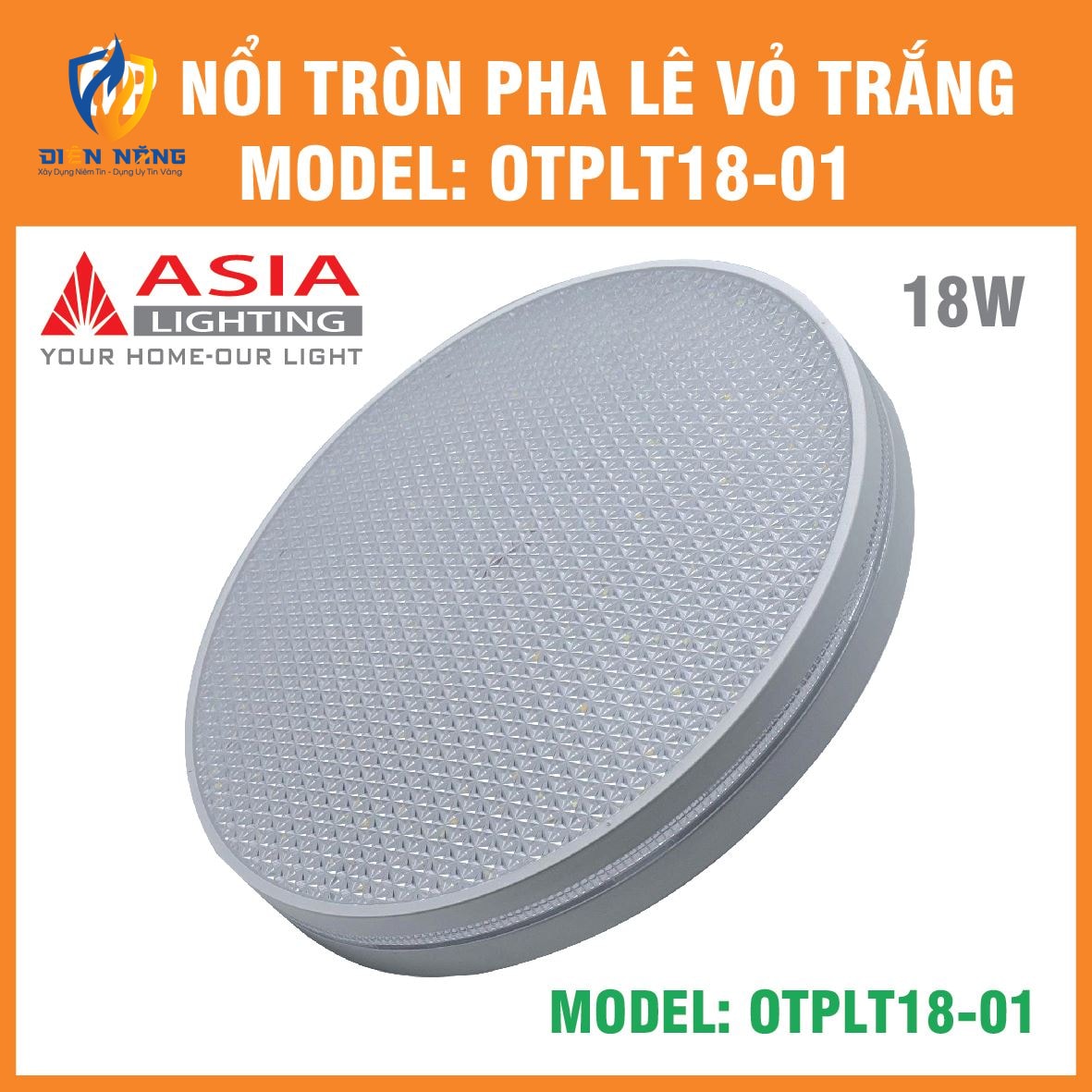 Ốp nổi tròn pha lê vỏ trắng 18W