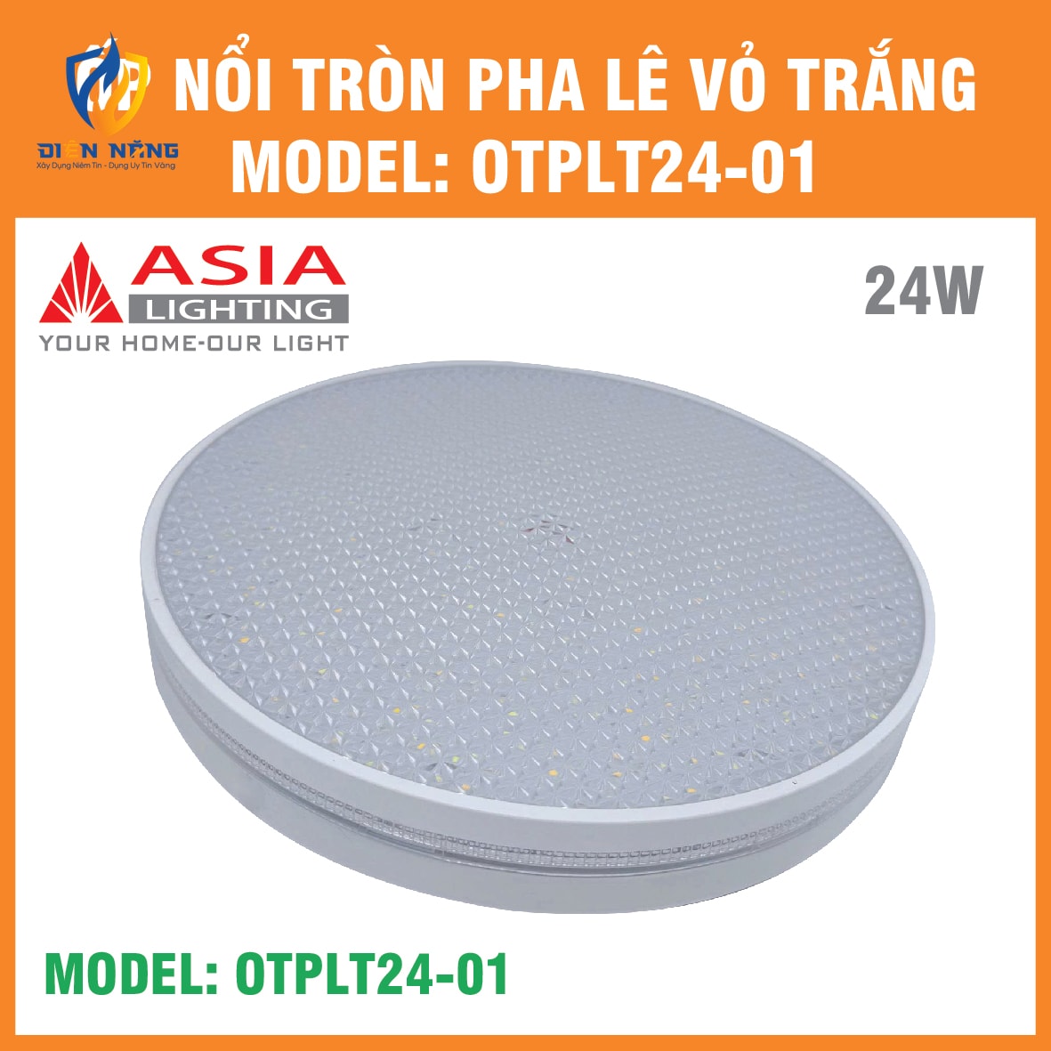Ốp nổi tròn pha lê vỏ trắng 24W - anh 4