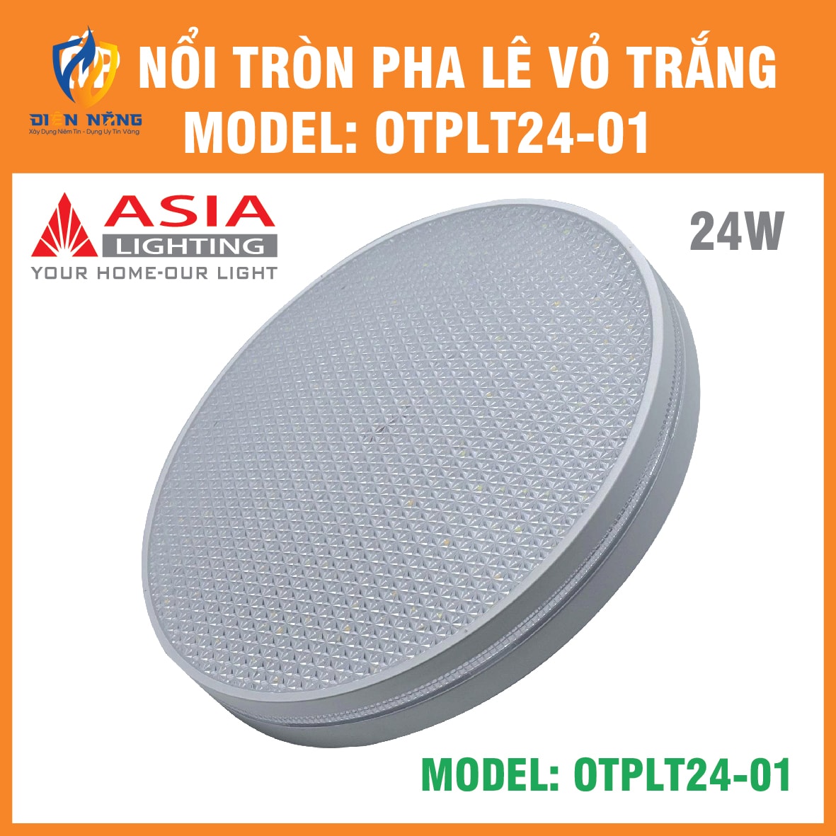Ốp nổi tròn pha lê vỏ trắng 24W - anh 6