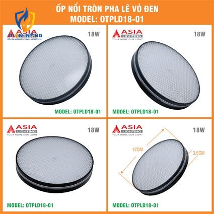 Ốp nổi tròn pha lê vỏ đen 18W - anh 7