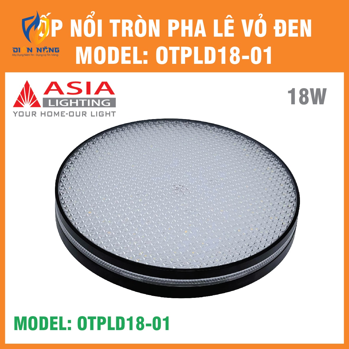 Ốp nổi tròn pha lê vỏ đen 18W - anh 4