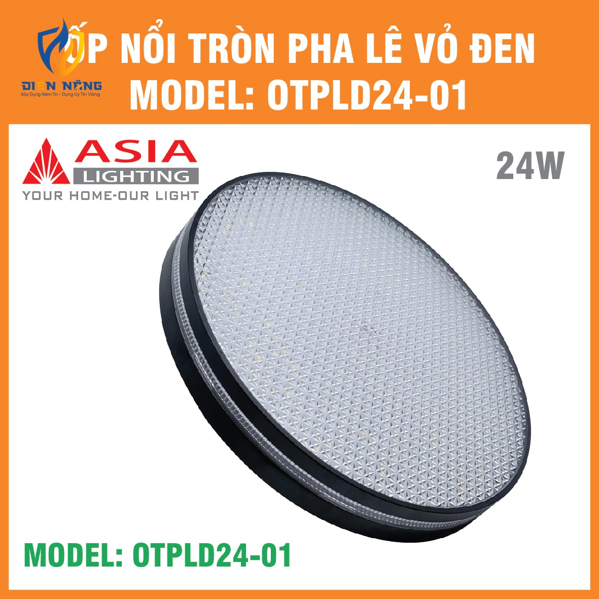 Ốp nổi tròn pha lê vỏ đen 24W - anh 5