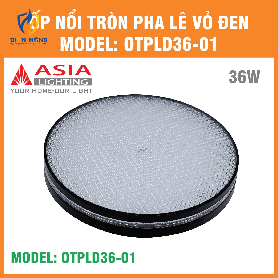 Ốp nổi tròn pha lê vỏ đen 36W - anh 4