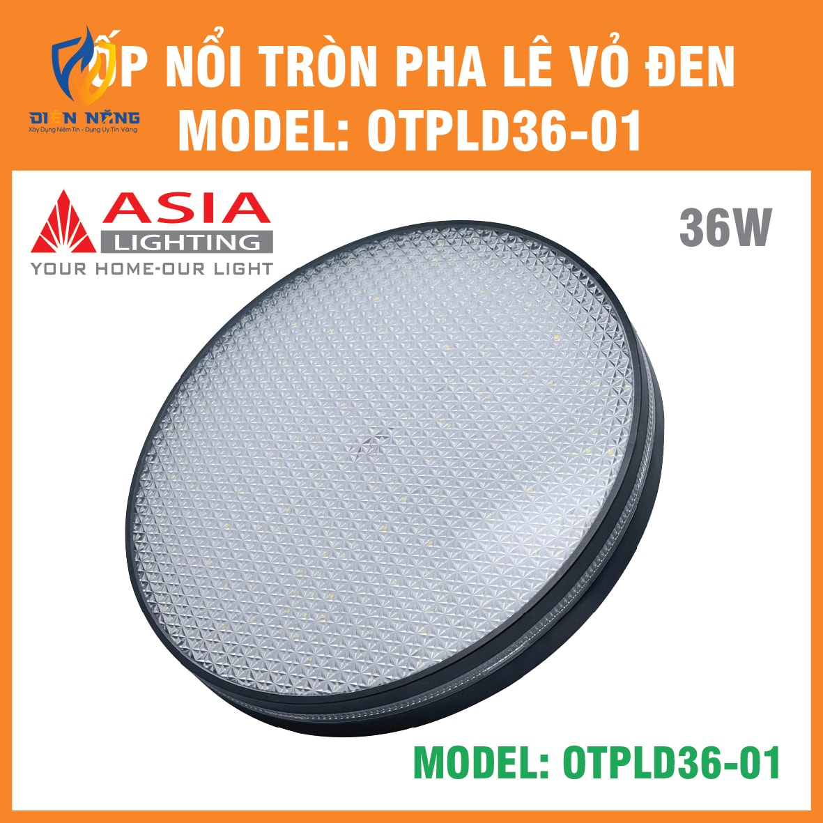 Ốp nổi tròn pha lê vỏ đen 36W - anh 6