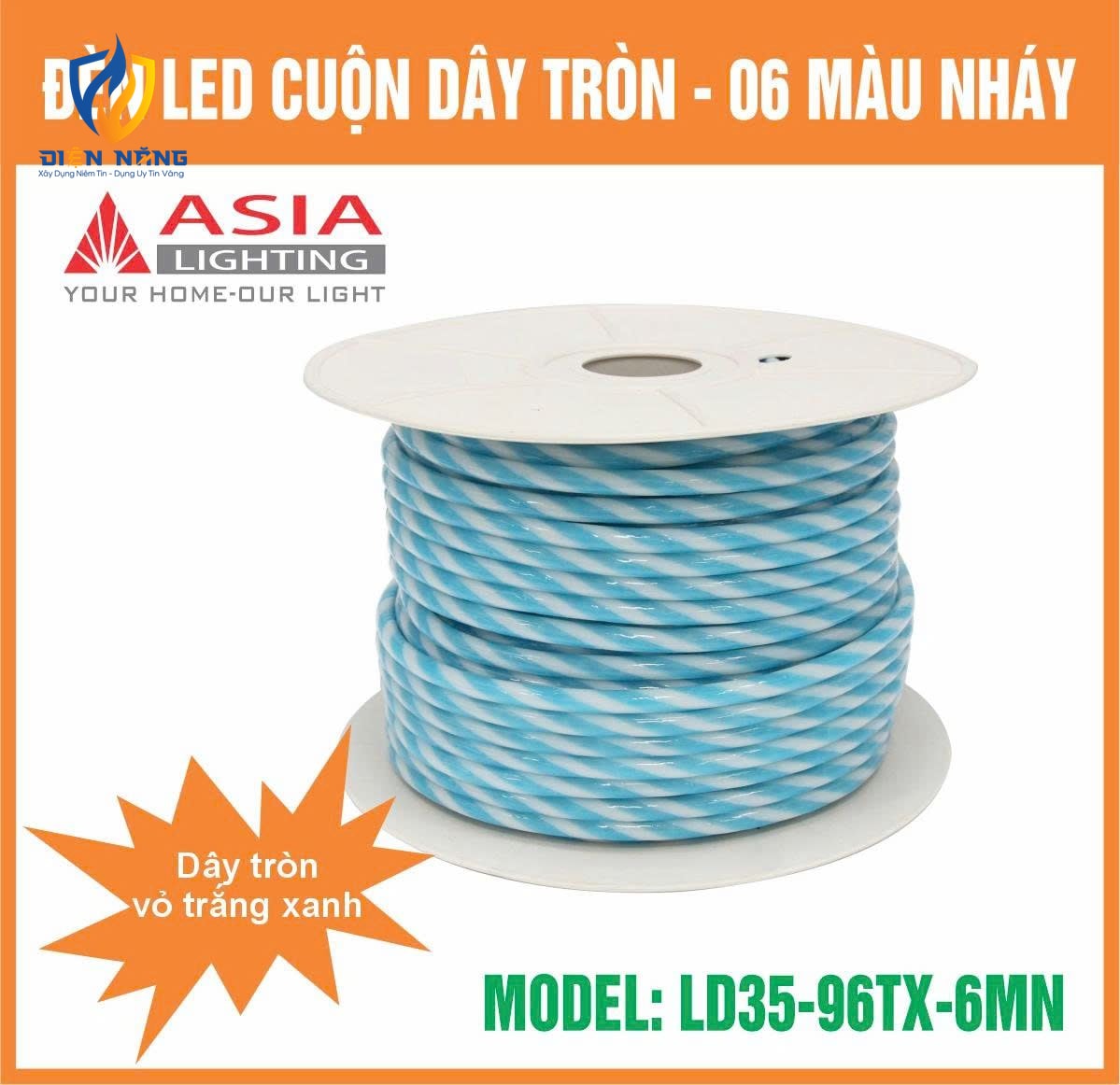 Đèn led dây 6 mầu nháy - Dây tròn trắng xanh