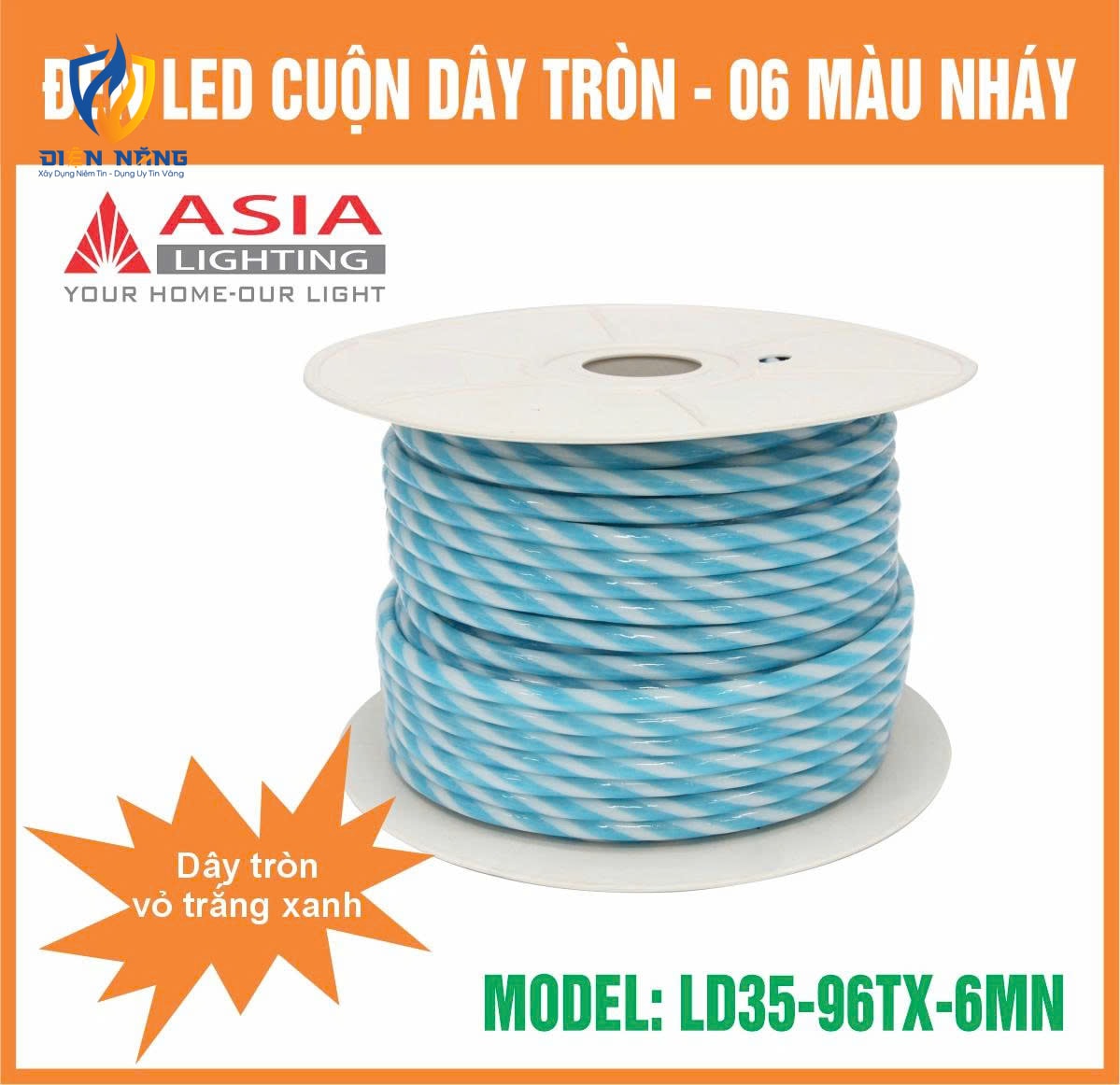Đèn led dây 6 mầu nháy - Dây tròn trắng xanh - anh 2