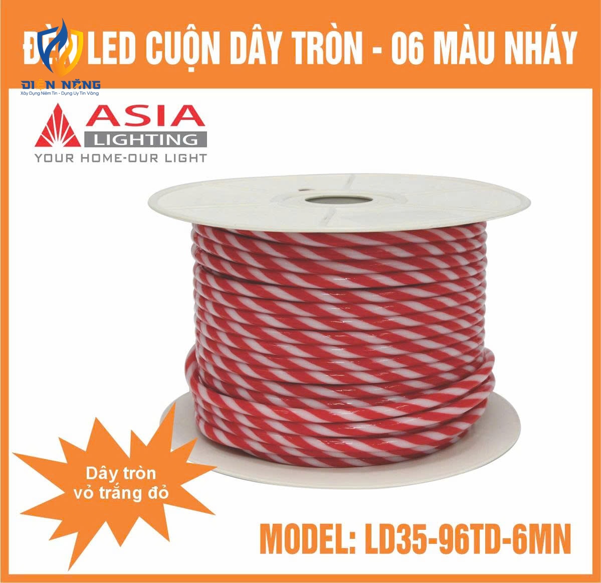 Đèn led dây 6 mầu nháy - Dây tròn trắng đỏ - anh 2