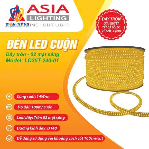 Led dây 2835-240 - Dây tròn 02 mặt