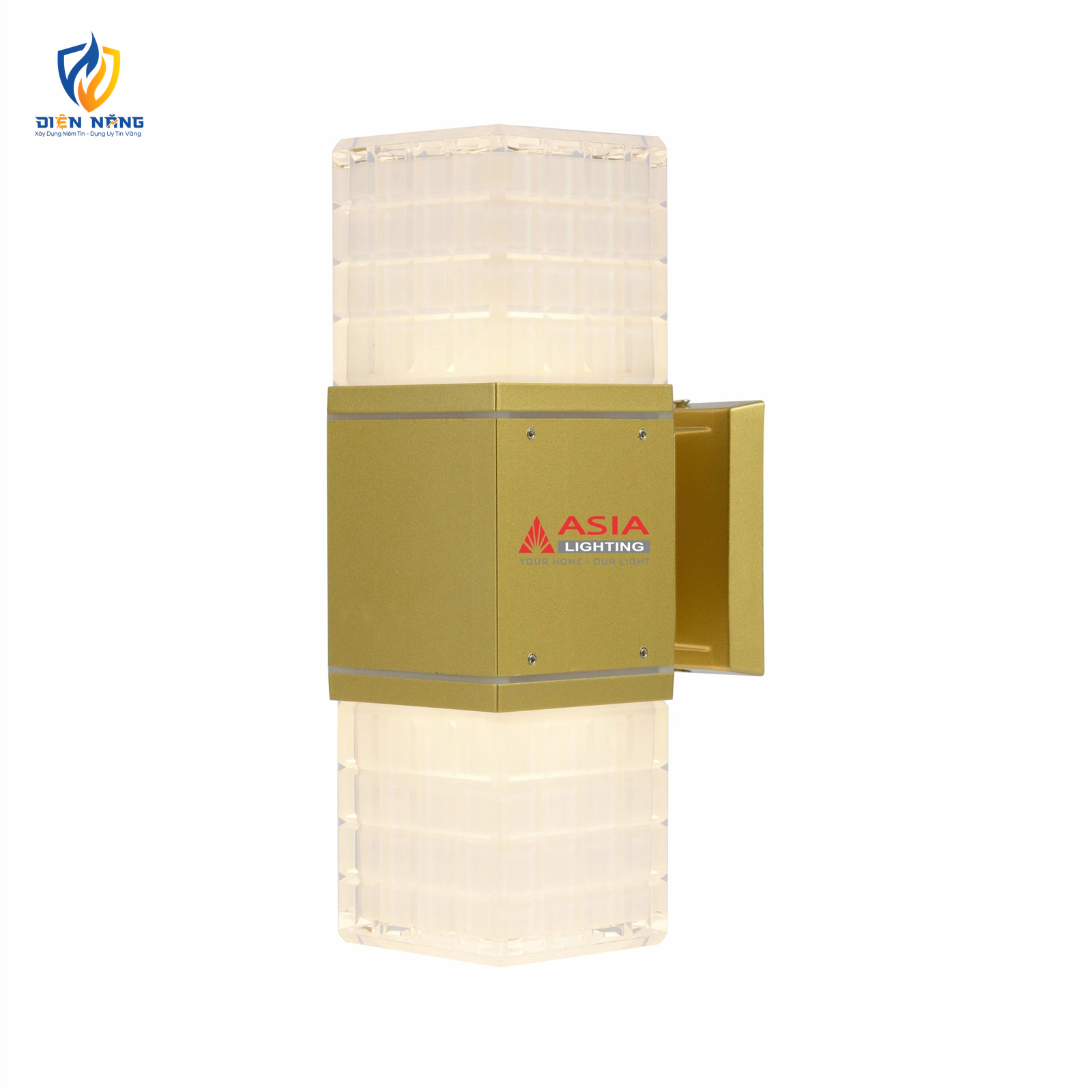 Đèn tường 2 đầu vuông - Sơn mầu đồng