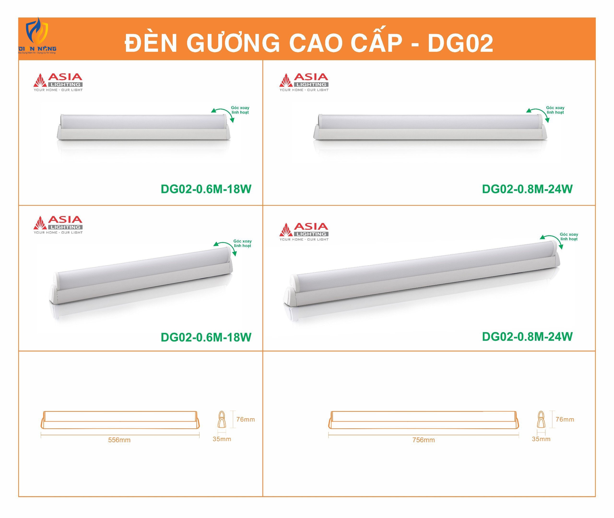 Đèn gương cao cấp DG02-0.6M-18W - anh 2