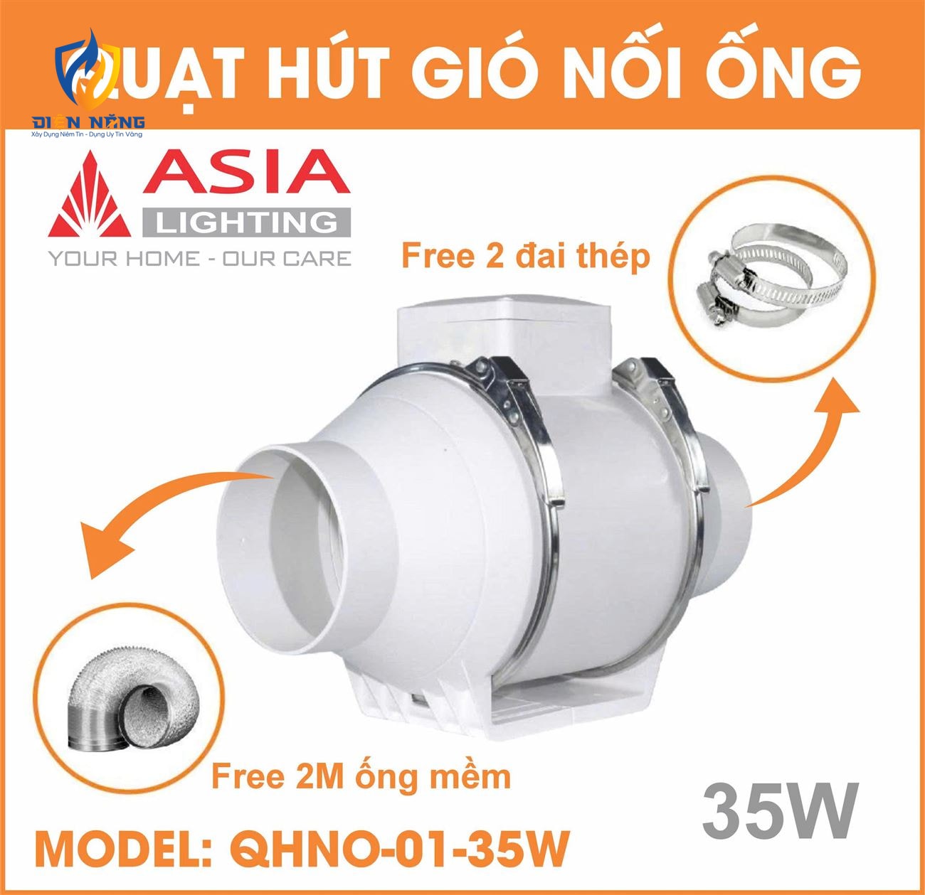 Quạt hút gió nối ống - QHNO-01-35W